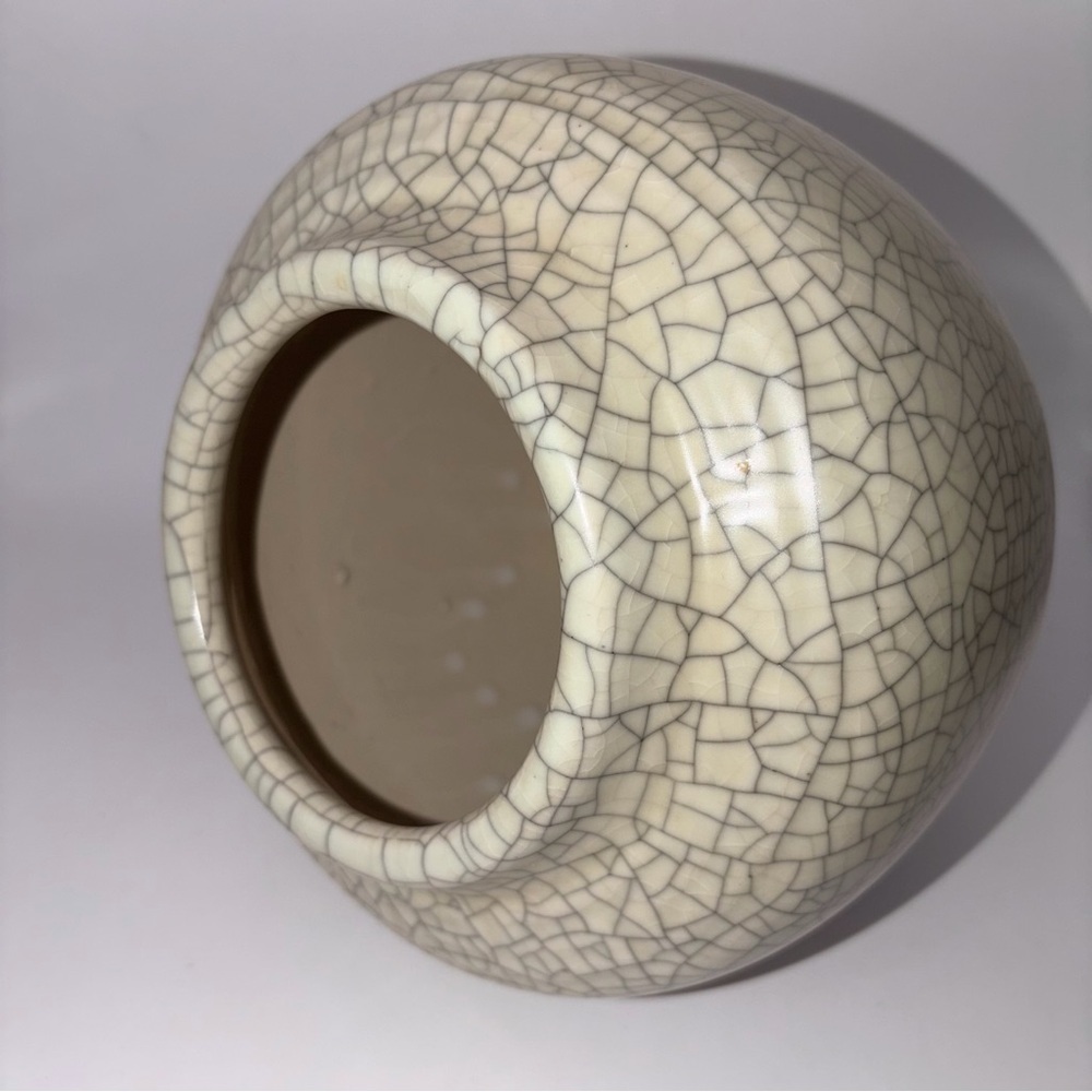 VTG German Crackle Glaze Ceramic Vase Ivory Cream Art Pottery Mid Century Decor - Picture 6 of 9